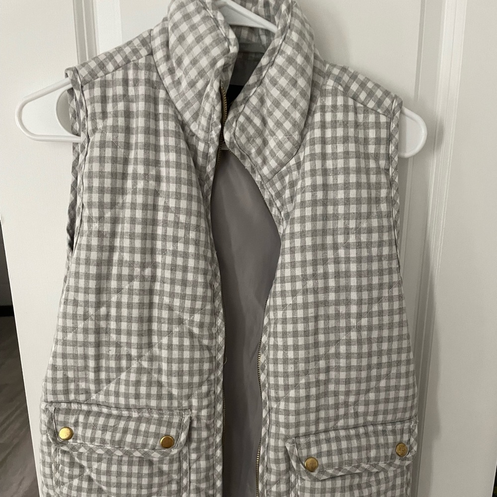 Francesca’s Gray and White Checkered Vest